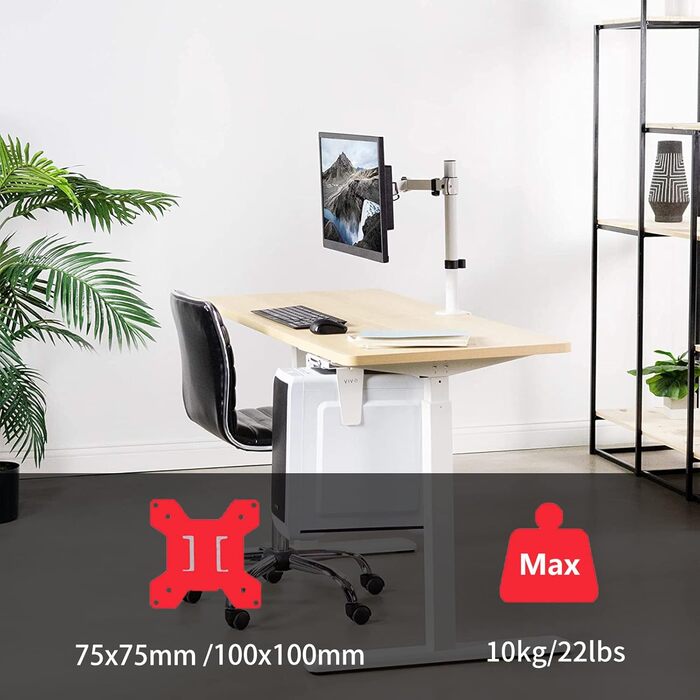 Кронштейн для монітора suptek для LCD LED екранів 13-27 дюймів, регульований за висотою настільний тримач, VESA 75/100, до 10 кг, білий (Large)