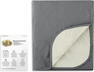 Водонепроникний килимок для собак TAIKURA, антиковзаючий килимок для тварин, міцний килимок для котів, багаторазовий. Захист для дивану, ліжка, автокрісла. Можна прати в пральній машині (темно-сірий, 76 x 190 см)