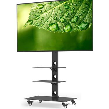 Стійка для телевізора BONTEC мобільна 30-70 дюймів, до 40 кг, VESA 600x400, з полицями з загартованого скла