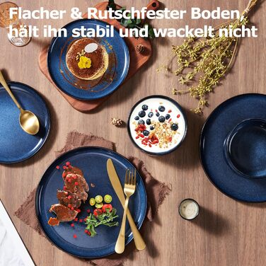 Набір посуду Onader на 6 осіб (18 предметів) - Тарілки, миски, десертні тарілки, кераміка, блакитний, для миття в посудомийній машині