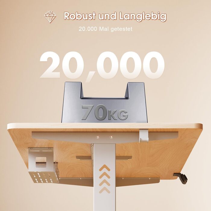 Електричний регульований письмовий стіл JUMMICO 140x60 см, стоячий стіл з пам'яттю, антиколізійна функція, бежевий