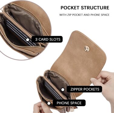 Сумка-клатч BOSTANTEN Klein через плече з PU шкіри для жінок, сіра (A-09-braun) - гаманець та сумка 2 в 1