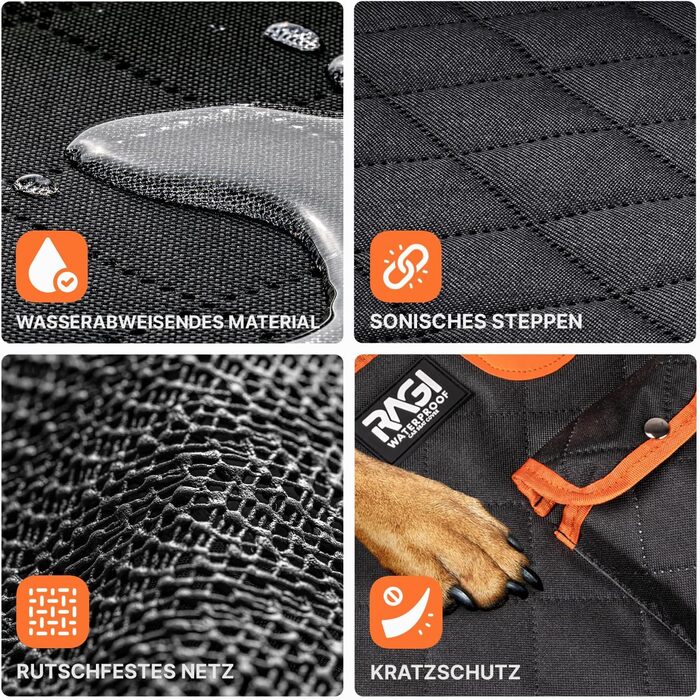 Захист для заднього сидіння авто для собак RAGI - водовідштовхувальний, 4в1, з ременями, антиковзаючий, для всіх авто