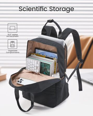 LOVEVOOK Рюкзак для ноутбука, 15.6 дюймів, жіночий, для школи/університету, подорожей, чорний