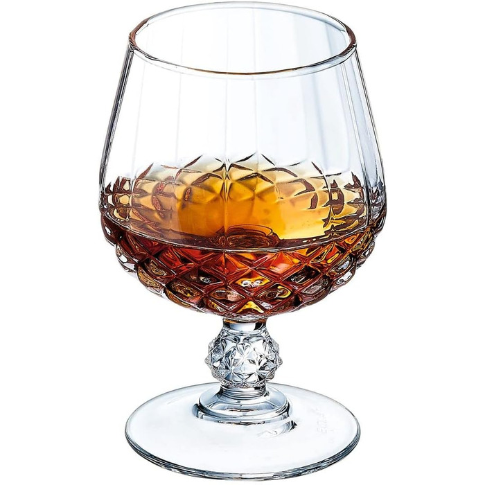 Cristal d'Arques Paris Longchamp - Cognac glasses 320 ml - Set of 6 - made of Kwarx - reinforced packaging - Shine, transparency and high resistance, Clear