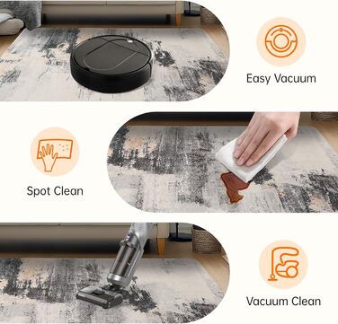 Килим Safunion для вітальні: великий сучасний абстрактний килим з коротким ворсом, м'який килим для спальні (80 x 120 см, 200 x 250 см), абстрактний коричнево-багатокольоровий