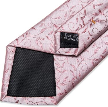 DiBanGu Шовковий краватка та нагрудна хустинка для чоловіків. Набір краваток та запонок. Тканий, однотонний (рожевий квітковий)