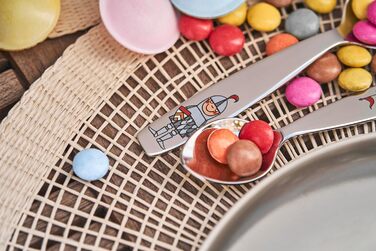 Набір дитячого посуду Zwilling Kinderbesteck Set, 4-piece, з тисненням зображень тварин, для дітей від 3 років, нержавіюча сталь 18/10, упаковка без пластику (Ritter Eckbert)