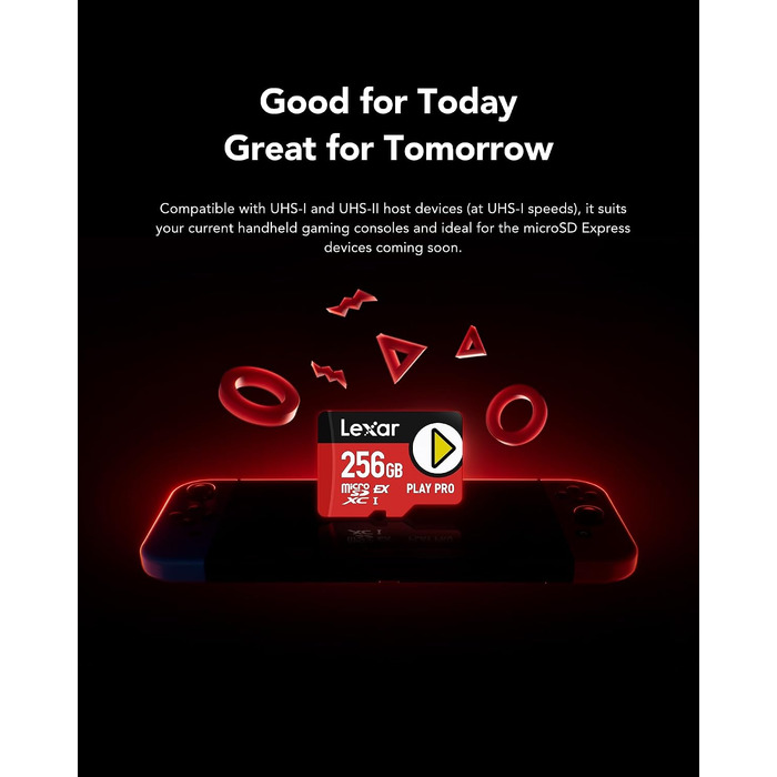 Карта пам'яті MicroSD Express Lexar PLAY PRO 256GB, швидкість читання до 900МБ/с, запис до 600МБ/с