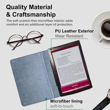 Чохол для Sony PRS-T2/PRS-T1 (6 дюймів), шкіряний, чорний