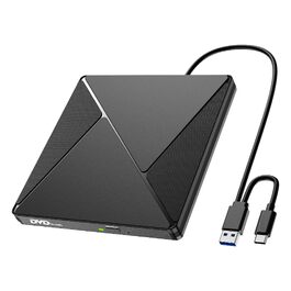 Зовнішній CD/DVD привід USB 3.0 та USB-C, оптичний накопичувач CD/DVD +/-RW ROM для ноутбука, ПК, MacBook, iMac (Windows, MacOS, Linux)