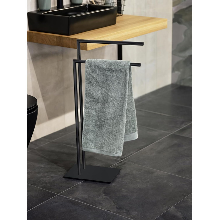 Підставка для рушників WENKO Recco, чорна, з нержавіючої сталі, 48 x 80.5 x 20 см