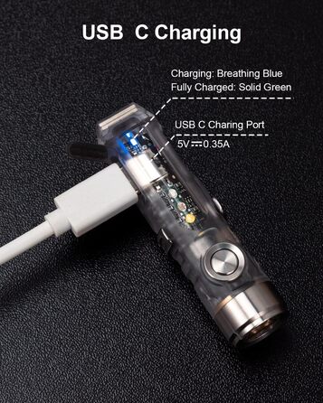 Ліхтарик-брелок RovyVon A8 G4, 650 лм, USB-C, ультрафіолет 365 нм, червоне й біле бокове світло, компактний EDC