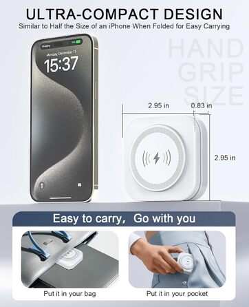 Зарядний пристрій MagSafe 5-в-1 з бездротовою зарядкою 15W для iPhone 17/16/15/14/13/12, AirPods 3/2/Pro (з адаптером 25W та кабелем USB-C 1м)