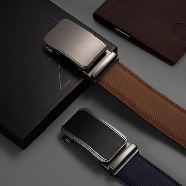 Чоловічий шкіряний ремінь Zitahli з автоматичною пряжкою, регульований (Imperial Blue/Brown, 46-52)