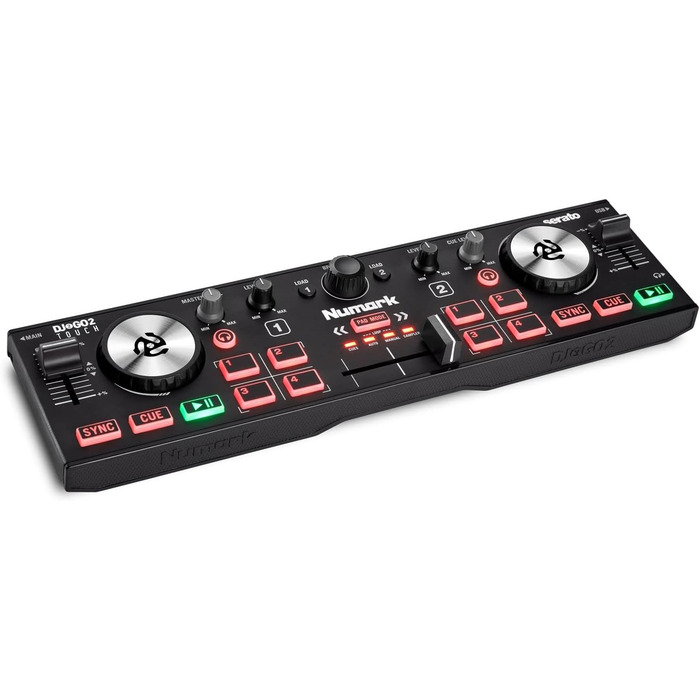 DJ контролер Numark DJ2GO2 Touch: 2-канальний, компактний, з мікшером та аудіоінтерфейсом, Serato Lite