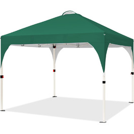 Yaheetech Folding Gazebo 2.4 x 2.4m Pop-Up Gazebo, Height Adjustable Garden Gazebo, Waterproof & Sun Protection Party Tent Garden Tent with Rolling Carry Bag for Outdoor Market Garden Yard, (Dark Green, 3x3m)