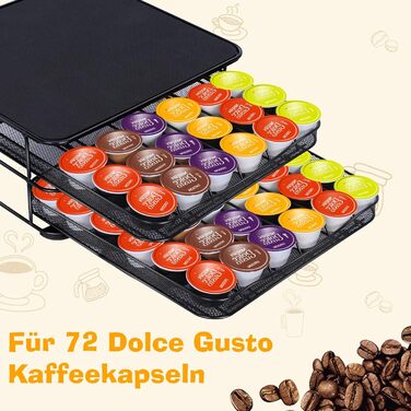 2-Tier Dolce Gusto Capsule Organizer - Holds 72 Capsules - Non-Slip Coffee Capsule Holder & Dispenser