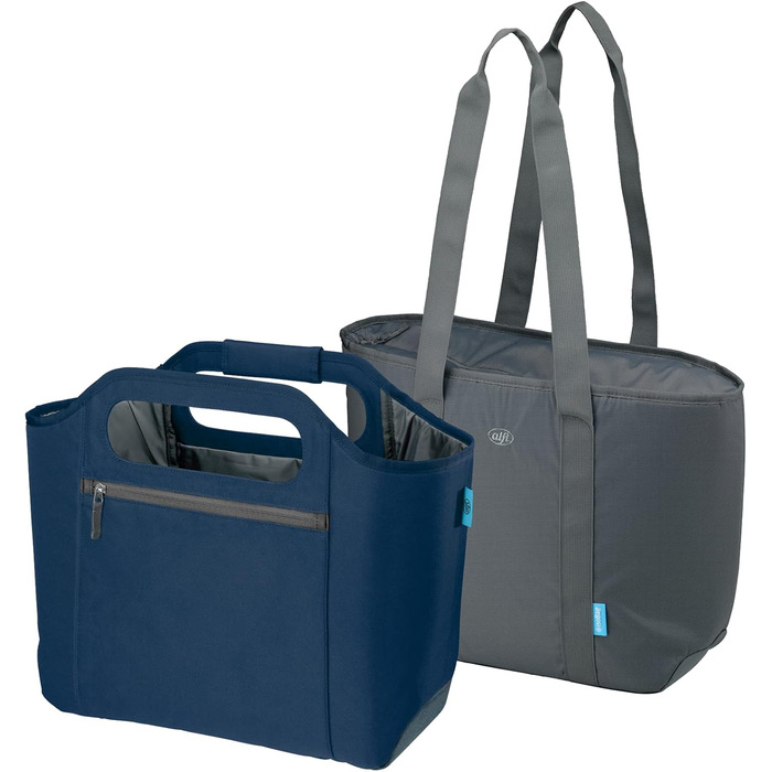 alfi ISO Bag 2in1 23 Liter, Dark Denim, Polyester Thermo Cooler Bag with extra carry bag, insulated shopping bag for groceries, swimming pool, sauna, insulated bag, flexible, washable