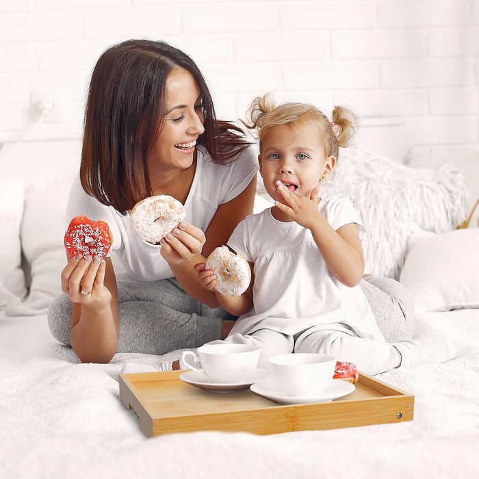 Столик-поднос Youpehom з бамбука, розкладні ніжки, для сніданку в ліжку, кухні, софи, лаптопу, 2 шт, білий