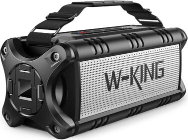 W-KING Портативна Bluetooth Колонка 90W з Глибоким Басом, 40 годин роботи, IPX6 Водостійкість, Powerbank, TF-карта, NFC, AUX, BT 5.0, EQ, для Outdoor, Зелений (Чорно-Білий)
