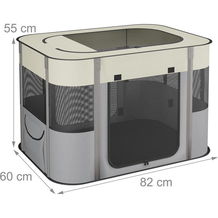 Клітка для цуценят Relaxdays, розкладна, 43x71x55 см, для дому та вулиці, портативна, оксфордська тканина, кольорова (L)