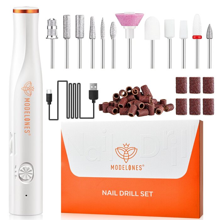 Бездротовий набір фрезер для нігтів Modelones 13 в 1: манікюр, педикюр, LED, 25000 об/хв