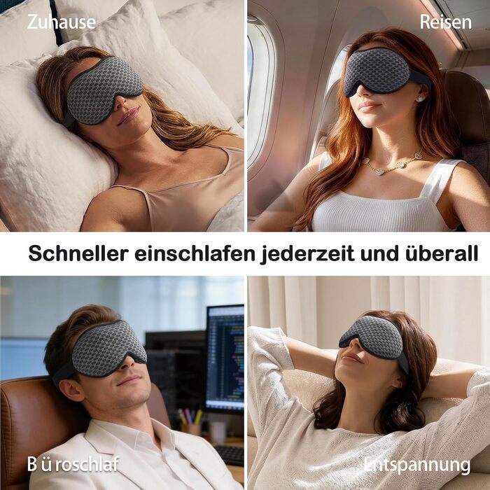 Маска для сну Innelo зважена, 3D, блокує світло, 130г (Сіра) - для комфортного сну та подорожей