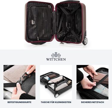 WITTCHEN Skyspeed Line: Великий валіза на колесах з ABS, для подорожей, з комбінаційним замком та телескопічною ручкою, 4 колеса, підходить для Lufthansa/Eurowings/Ryanair/Condor, колір каштанового дерева