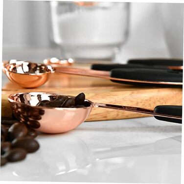 Cieeo 2-Piece Measuring Spoon Set in Rose Gold - Kitchen Helper Set, Kitchen Utensil Set, Wooden Spoon Set, Measuring Cups, Stainless Steel Kitchen Baking Utensils, Cocktail Spoons, Stainless Steel, Rose Gold