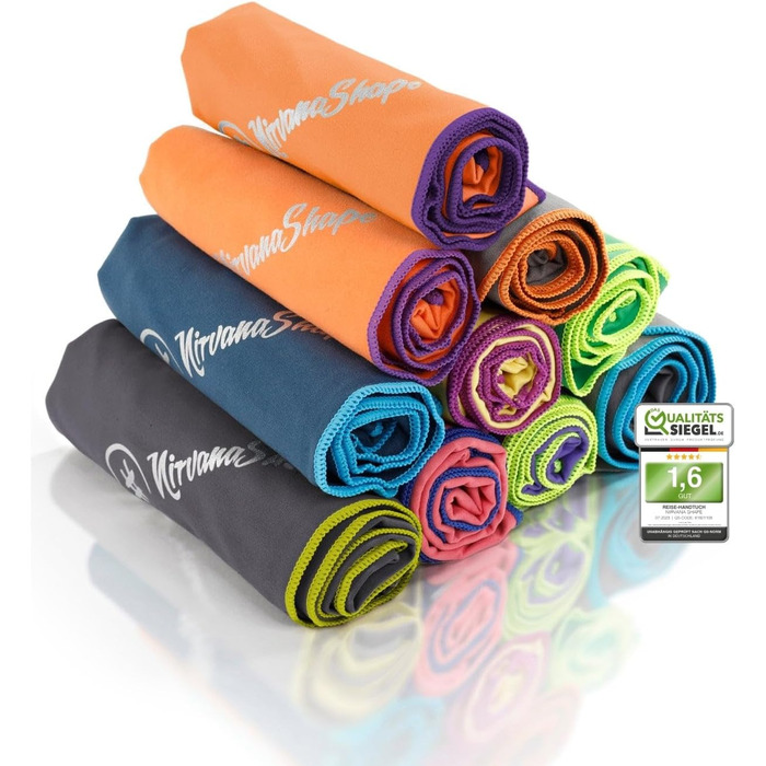 Рушник з мікрофібри NirvanaShape - туристичний, пляжний, спортивний (80 x 40 см, помаранчевий з фіолетовим кантом)