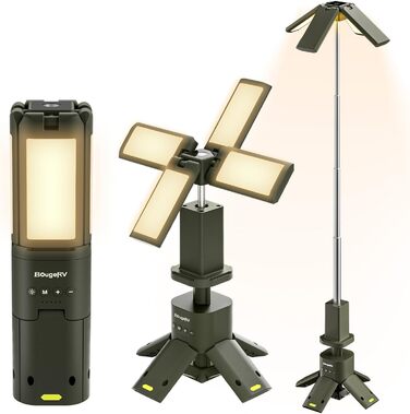 BougeRV Camping Lantern with 13400mAh, Rechargeable Camping Light, Adjustable Height and Angle, 6000LM, IPX5 Waterproof, Camping Lantern for Camping, Travel, Emergency