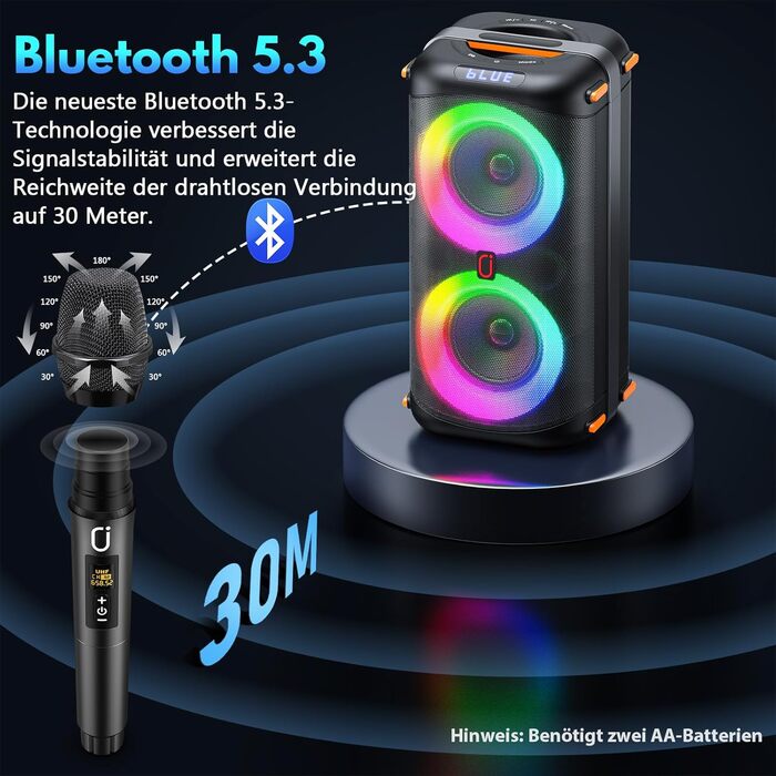 Караоке машина портативна Bluetooth з 2 мікрофонами для дорослих, караоке бокс PA-система з диско-світлом для вечірок, підтримує TF/USB, FM, AUX, T27