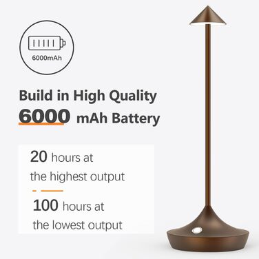 Набір з 2-х бездротових LED настільних ламп Hapfish з акумулятором, диммер, алюміній, водонепроникні, для дому, тераси, ресторану (Коричневий)
