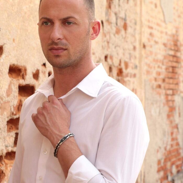 Браслет чоловічий Maserati JEWELS, сталь з покриттям PVD сірий/рожеве золото - JM419ASC01