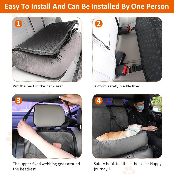 Автокрісло для собак JAOGAUS: безпечний та зручний автотранспортний аксесуар для середніх та великих собак. З безпечним ременем, з якісного короткого плюшу, легко миється.