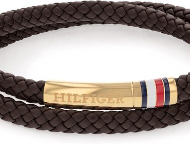 Браслет чоловічий Tommy Hilfiger з плетеного шкіряного ремінця в подвійному обертанні - коричневий
