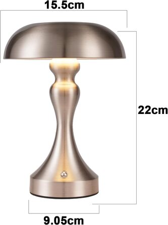 Бездротова настільна лампа Nicke - LED торшер з торканням, регульоване освітлення, USB зарядка, вінтажний дизайн, для спальні та вітальні