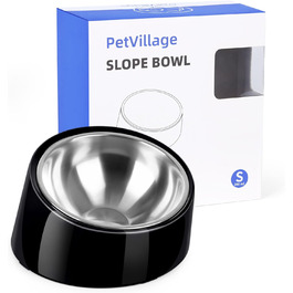 Миска для собак Petvillage з нахилом 15°, неслизька та витікає, знімний стійкий підставник з меламіну, розмір S/0,5 чашки, чорна