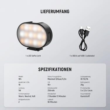 NEEWER RGB LED панель для відеозйомки, 8W, 2700K–7500K, портативна, з регулюванням кольору, CRI 97, 4000mAh, металева, для DSLR, стрімінгу, відеозйомки