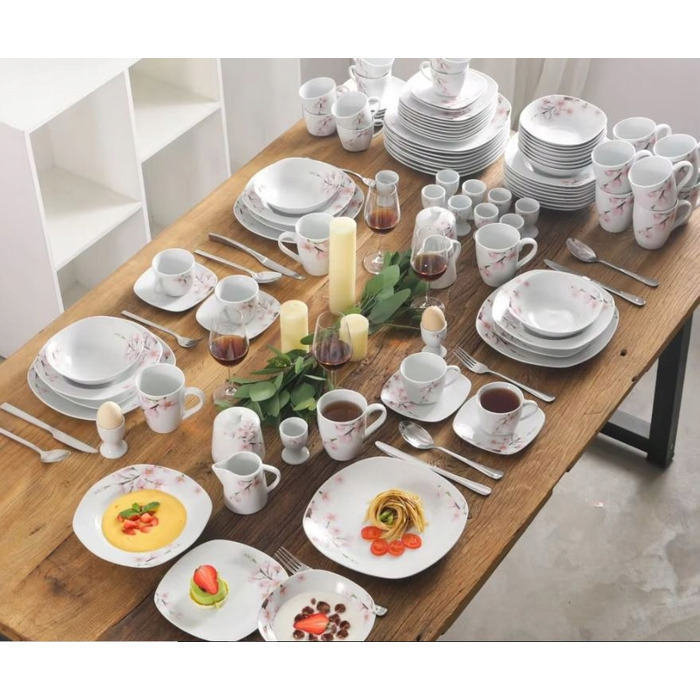 Обідній сервіз VEWEET ANNIE, порцеляновий набір на 12 осіб, 100 предметів