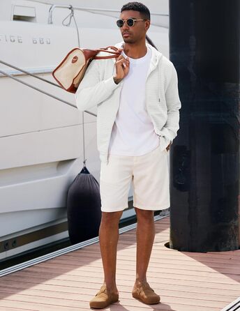 Світшот JMIERR чоловічий з капюшоном, світшот з довгим рукавом у вафельному стилі, повсякденна толстовка, світшот на блискавці з кишенями (білий, XL)