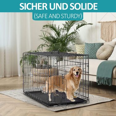 Клітка для собак Defacto: переноска, транспортний бокс, розмір M (61x43x51 см), чорний метал, з піддоном