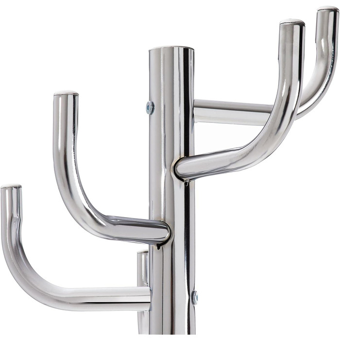 IDIMEX Clothes Rack Mila made of metal, a practical coat rack with 8 hooks. Timeless hat stand with round chrome base.