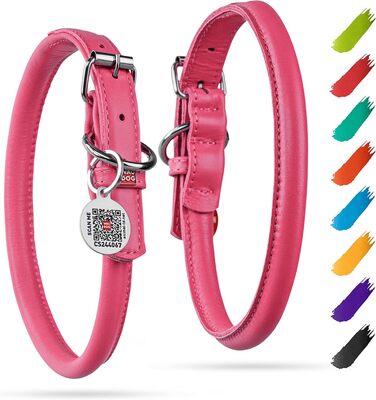 Нашийник для собак WAUDOG з натуральної шкіри, 20-25 см, 8 мм, рожевий