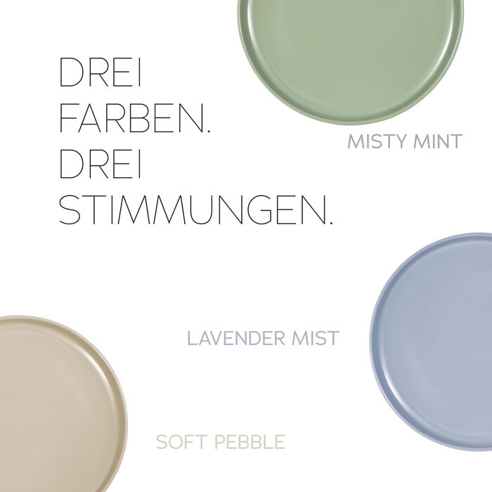 Набір посуду Feinsteinzeug на 6 осіб (18 предметів) — міцний та стійкий до подряпин, бежевий глянцевий | Тарілки, тарілки для десерту та миски | Magnetiks Soft Pebble | 18 предметів