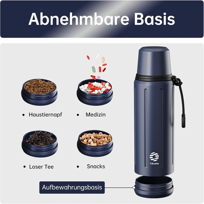 Термос Healter з чашкою 1л (72 години холод & 24 години гаряче) - термофляга для кави, чаю, термокружка з знімним дном та фільтром. Підходить для подорожей, офісу та школи (Зелений, Темно-синій)