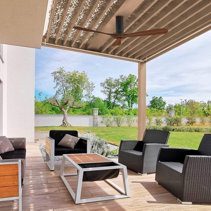 Стеляний вентилятор Cecotec EnergySilence Aero 5500 Black Aqua Connected з Wi-Fi та пультом дистанційного керування. 40 Вт, діаметр 52 дюйми, 3 лопаті, IP44, зимовий/літній режим, таймер, темне дерево