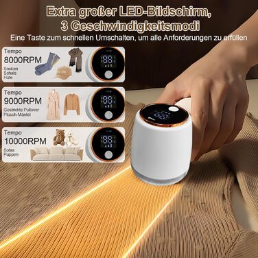 Електричний видальник ворсу 2-в-1 з роликом, 6 лез, 3 швидкості, LED-дисплей, для різних тканин