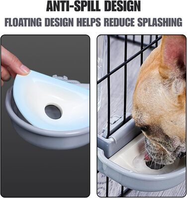 Автоматична поїлка для собак у клітку, 480мл, антиперелив, фонтанчик для собак, котів та кроликів (сірий)